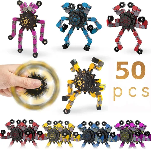 Miniatura 10 de 20 piezas de juguetes fidget spinners al azar, juguetes dedo robot deformables DIY, juguete spinner de descompresión, juguetes gyro mecánicos