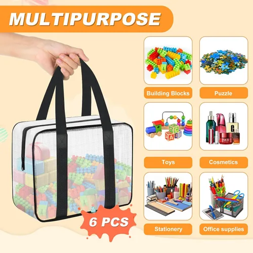 Miniatura 6 de 6 bolsas grandes de almacenamiento de juguetes, bolsas organizadoras de juguetes plegables transparentes con cremallera, bolsas organizadoras