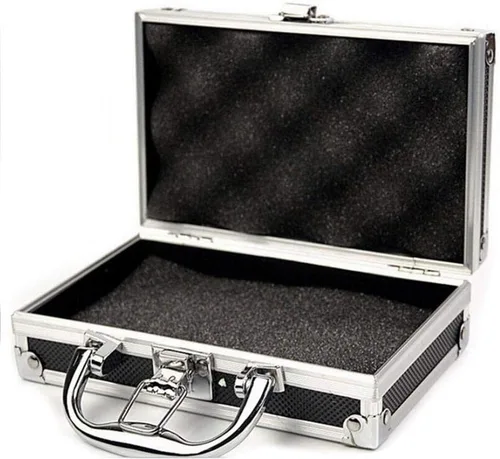 Miniatura 4 de Estuche de transporte de aluminio, mini maletín de espuma de aluminio, caja de herramientas portátil (7.087 * 4.331 * 2.165 in)