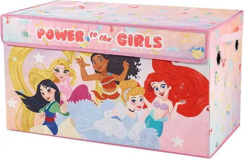 Idea Nuova Disney Princess - Baúl plegable de almacenamiento para juguetes con tapa, 28 pulgadas de ancho x 16 pulgadas de profundidad x 14.5