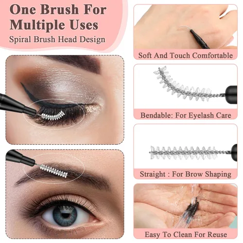 Miniatura 3 de MAPVOLUT 120 Piezas Cepillo Micro para Cejas con Tapa Cepillo de Laminación de Cejas Spoolies para Cepillo de Cejas y Pestañas Relleno y Elevación