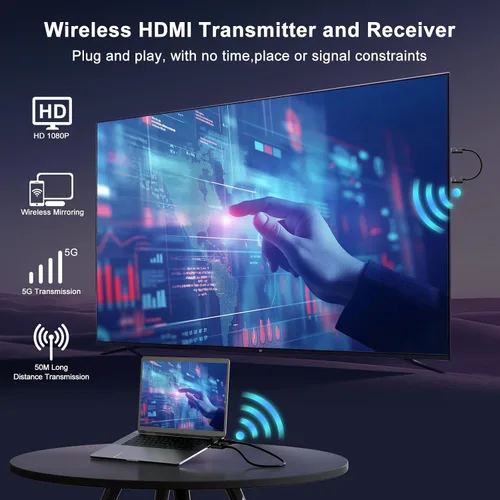 Miniatura 2 de Transmisor y receptor HDMI inalámbricos, decodificación 4K, salida 1080P, extensor inalámbrico HDMI, Plug & Play, soporte de 2.4/5GHz