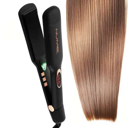 NuMe Megastar X - Plancha de turmalina para el cabello, plancha plana de 1.75 pulgadas con refuerzo de iones negativos, tira de luz infrarroja,