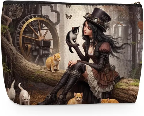 Miniatura 36 de Wenboco Bolsa de cosméticos con temática de ratón de dibujos animados para mujeres, cumpleaños, esta chica corre en aperitivos, bolsa de maquillaje