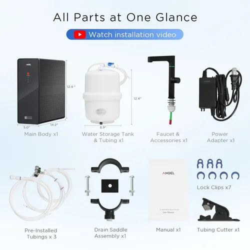 Miniatura 9 de ANGEL Filtro de agua de ósmosis inversa X1 Pro, sistema de filtración de agua debajo del fregadero de 7 etapas, 3 años de vida de ósmosis inversa