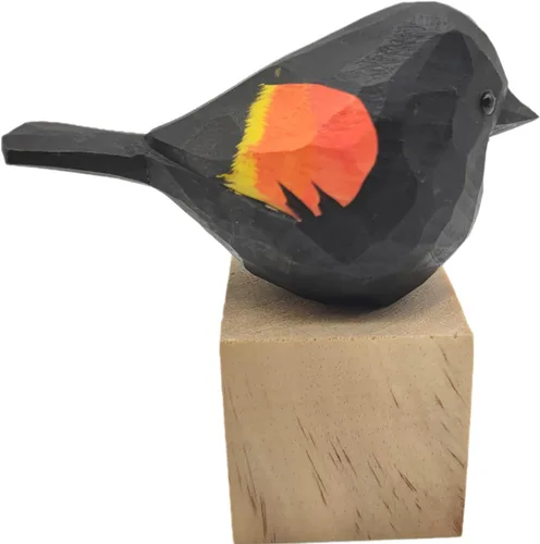 Miniatura 12 de Figura de pájaro de madera Azure Tit, tilo tallado a mano, marrón claro, decoración moderna para el hogar, regalo de pájaro