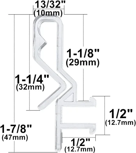Miniatura 2 de 12 clips para persianas de 1-7/8 pulgadas, clips de cenefa de canal oculto, color transparente para persianas de madera sintética y real, soporte