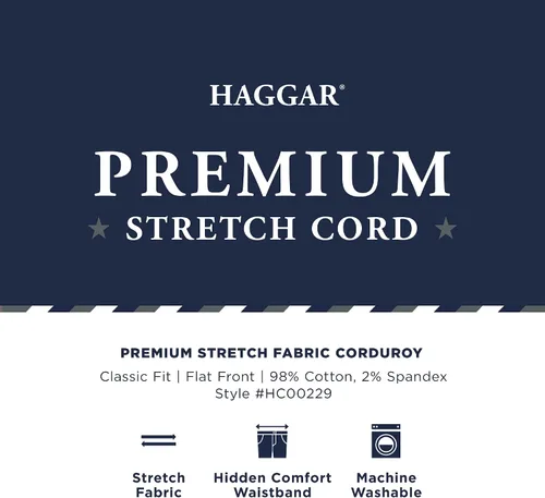 Miniatura 5 de Haggar Men's Corduroy Expandable Waist Classic & Straight Fit Flat Front Pant
