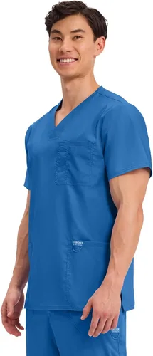 Miniatura 2 de Cherokee WW670 - Camiseta médica para hombre con cuello en V con 3 bolsillos, detalles de punto, suave, duradera, transpirable, tela elástica de 2