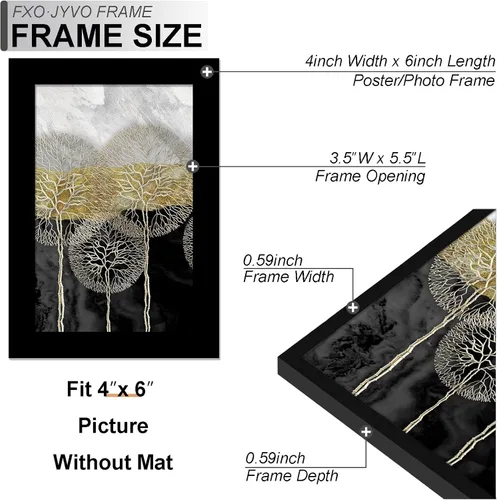 Miniatura 3 de Fxojyvo Marco de Fotos de 4x6, Muestra Foto de 3.5x5 con Paspartú o 4 x 6 Sin Paspartú, Liviano y de Alta Transparencia Marco de 4 por 6 para Pared