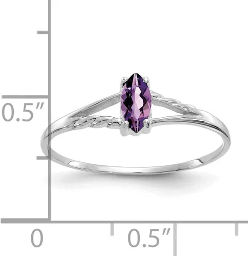 Miniatura 3 de Anillo con piedra natal de febrero de amatista en oro blanco de 14 k