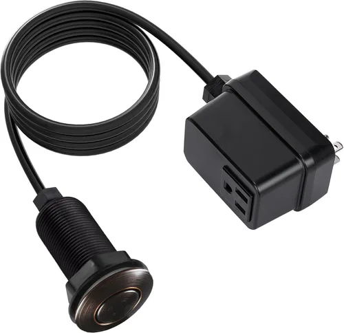 Miniatura 10 de Interruptor de eliminación de basura, kit de encendido y apagado inalámbrico para triturador de desechos de alimentos, oro cepillado, botón largo