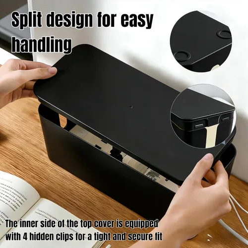 Miniatura 8 de Juego de organizador de cables 1L+1 pequeño con 4 bridas de silicona, caja de organización de cables de 2 piezas, organizador de cables de tapa