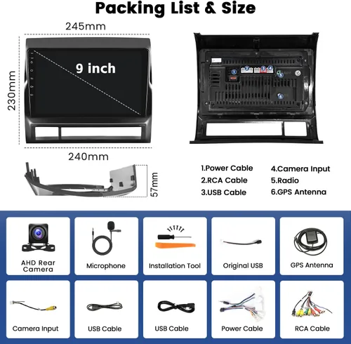 Miniatura 7 de [2G+64G] Android 15 Car Stereo para Toyota Tacoma 2005-2015 con Apple Carplay Android Auto, pantalla táctil de 9 pulgadas Radio Bluetooth WiFi