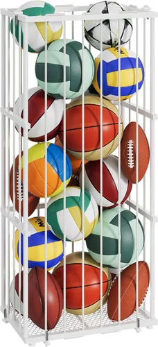 Miniatura 9 de Garage Ball Storage, Wall-Mounted & Floor Ball Holder with Elastic Rope, Sports Equipment Organize Ball Rack for Basketball, Soccer, Volleyball