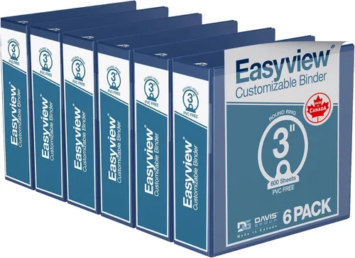 Miniatura 62 de Easyview - Carpetas prémium de 3 anillas con cubiertas transparentes y anillos redondos, carpetas para la escuela u oficina, 1 pulgada, paquete