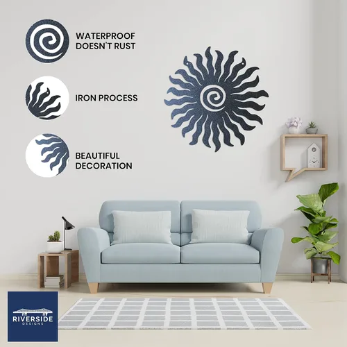 Miniatura 2 de Riverside Designs Sunburst - Arte de pared de metal para decoración al aire libre, resistente e impermeable, fabricado en Estados Unidos
