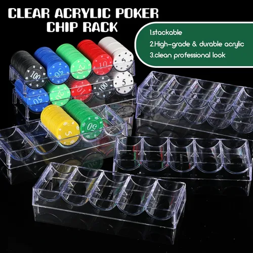 Miniatura 4 de Yulejo 10/15/20 Pieces Poker Chip Holder Poker Chip Trays Acrylic Rack Chips Holder Accessories for Casino Game, Each Holds 100 Chips