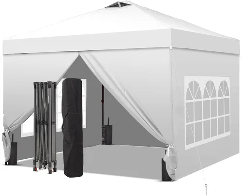 Miniatura 38 de GDY Tienda de campaña desplegable de 10 x 10 pies, gazebo para exteriores con 4 bolsas de arena, toldo fácil de instalar con 3 alturas ajustables