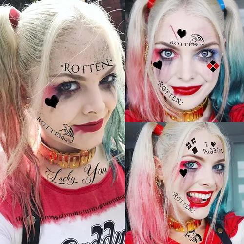 Miniatura 2 de VANTATY 5 hojas de tatuajes temporales 3D de Halloween para mujeres, niñas y adultos, calcomanías de tatuaje falsas HQ, kit de maquillaje para C