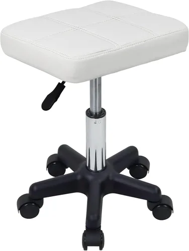 Miniatura 9 de FURWOO Taburete giratorio rectangular con ruedas, altura ajustable, silla giratoria para spa, salón de masaje, color negro
