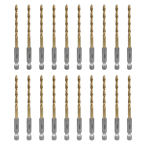 Miniatura 10 de Juego de brocas de cobalto SALI, paquete de 20 piezas de 5/64 pulgadas de acero de alta velocidad con vástago hexagonal brocas Jobber, para madera