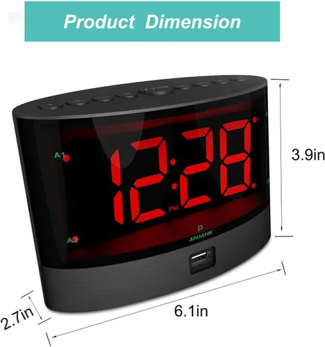 Miniatura 6 de ANJANK Reloj despertador extra fuerte para durmientes pesados, agitador de cama inalámbrico, alarma dual vibratoria, sordos y con discapacidad