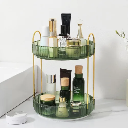 Miniatura 26 de Aveniee Organizador de maquillaje giratorio de 360 grados para tocador, organizadores de baño mejorados para perfume y cuidado de la piel