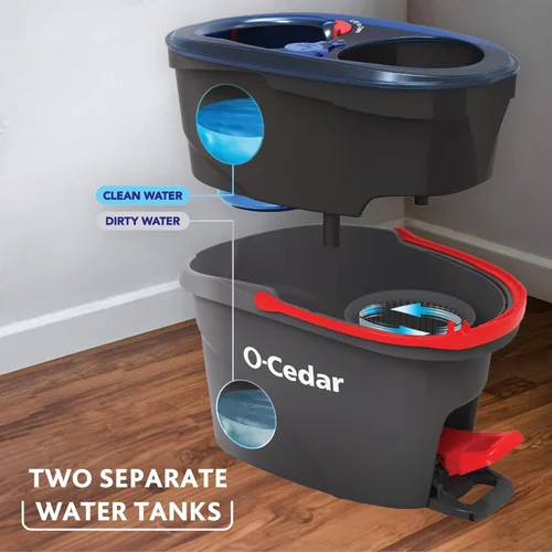 Miniatura 5 de O-Cedar RinseClean Mopa giratoria de microfibra y sistema de limpieza de suelos con cubo con Citrus Pac (Paquete de variedad)