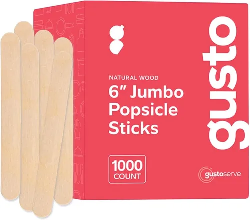 Miniatura 7 de Gusto [1000 unidades] Palitos de madera multiusos jumbo de 6 pulgadas, palitos de manualidades para hielo, helado, encerado, palitos de madera