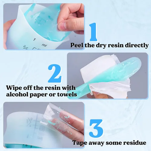 Miniatura 5 de LET'S RESIN Tazas de medición de silicona, 450ml precisas 2 escalas y 100ml tazas de medición duraderas, taza de mezcla de epoxi, varillas