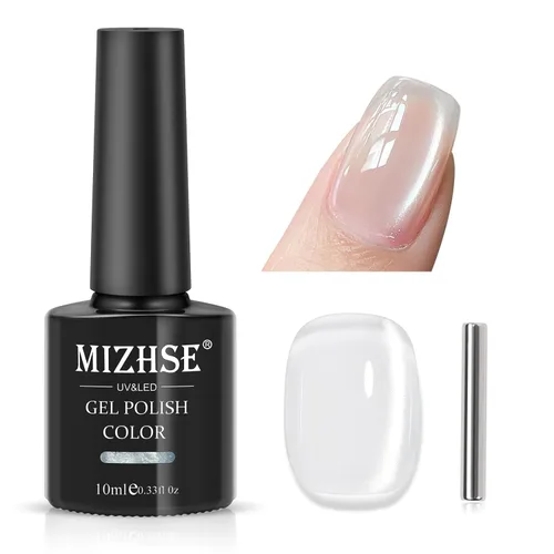 Miniatura 10 de MIZHSE Esmalte de uñas en gel 9D de ojo de gato, esmalte en gel magnético plateado con barra magnética, efecto galaxia mágico con destellos y brillo