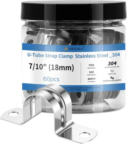 Miniatura 16 de 24 Piezas Abrazaderas de Conducto de Acero Inoxidable 304 de 1 1/4 Pulgadas (32mm), Abrazadera de Correa de Tubo en U de 2 Agujeros Soporte en U