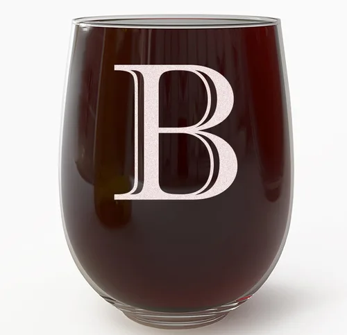 Miniatura 22 de Copa de vino grabada con monograma de 17 onzas sin tallo (letra A) A-Z, regalos personalizados para mujeres, copas de vino personalizadas, regalo