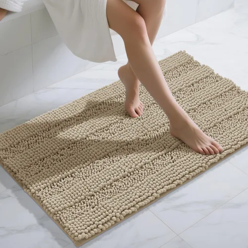 Miniatura 82 de Yimobra Alfombras lavables para baño, alfombra de baño de chenilla súper suave y absorbente para piso y alfombra, alfombra antideslizante de secado