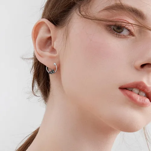 Miniatura 68 de VONALA Bonitos aretes de aro de plata de ley 925, regalos de cumpleaños para mujer