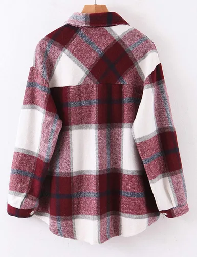 Miniatura 9 de Tanming - Chaquetas de franela cepillada para mujer, a cuadros, con botones, solapas y bolsillos, camisa tipo chaqueta