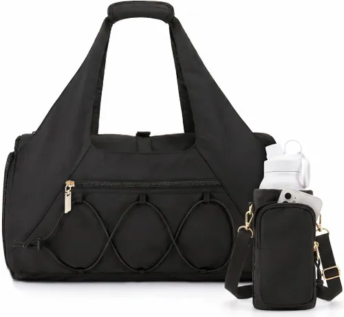 Miniatura 8 de Bolsa de gimnasio para mujer, bolsa de esterilla de yoga con compartimento para zapatos y bolsillo húmedo, bolsa de gimnasio de yoga deportiva