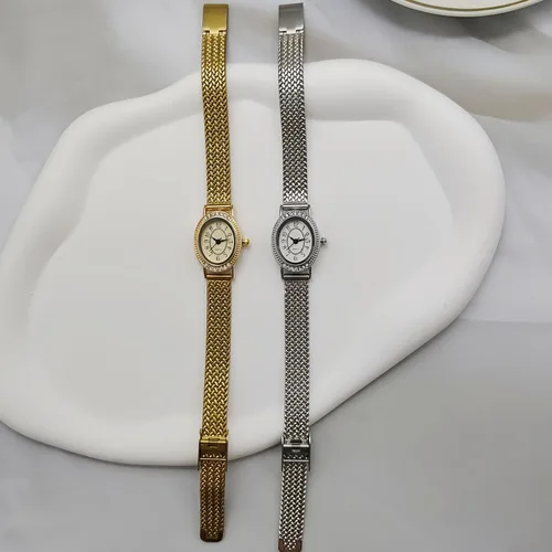 Miniatura 6 de Reloj ovalado vintage para mujer, de lujo, esfera ultrafina, de acero inoxidable, resistente al agua