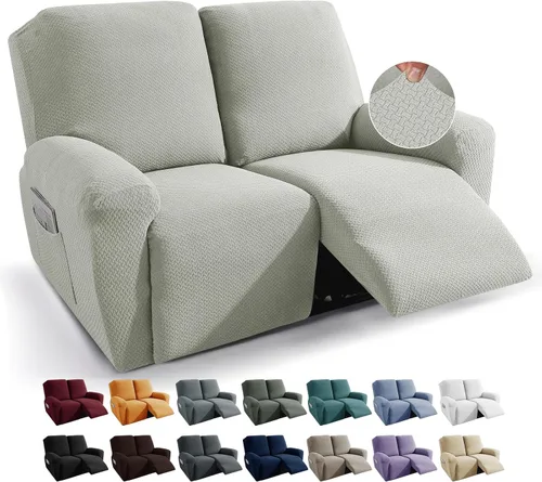 Miniatura 37 de JIVINER Fundas de sofá reclinable de 8 piezas, fundas elásticas de jacquard para sofá reclinable, fundas para sala de estar, protector suave de 3