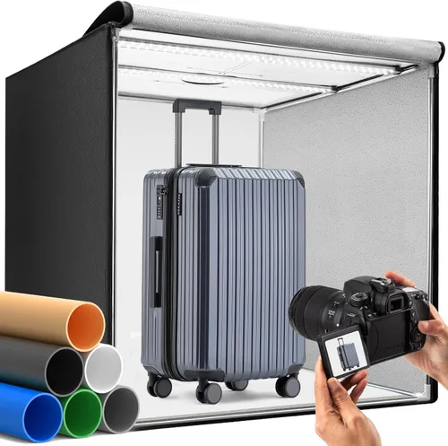 Miniatura 13 de DUCLUS Caja de Luz para Fotografía, Caja de Estudio Fotográfico Portátil de 16x16 Pulgadas con 160 Luces LED Ajustables, 6 Fondos de PVC y 2