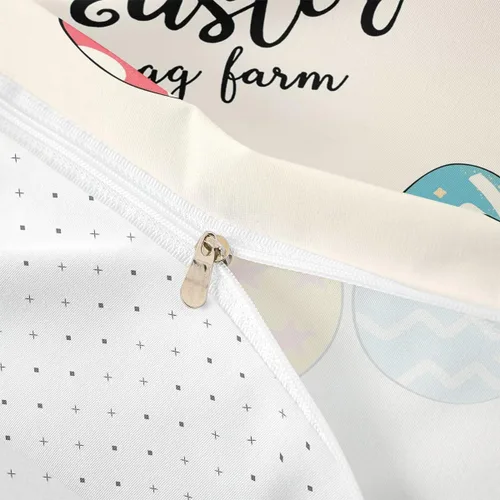 Miniatura 6 de jejeloiu Juego de ropa de cama de Pascua para niñas y niños, huevos de Pascua, juego de funda de edredón decorativa colorida para el día de Pascua