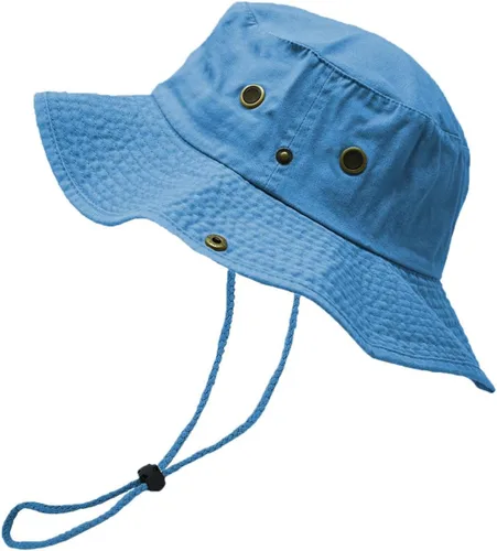 Miniatura 24 de Glory Max Sombrero de pescador de algodón lavado con correa de barbilla gorra de pesca Sun Safari Boonie Negro