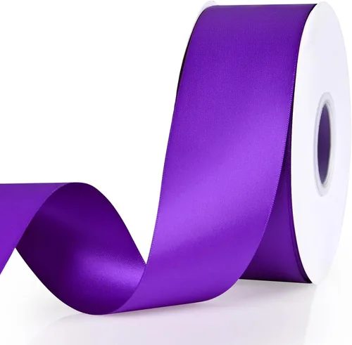 Miniatura 43 de SHOWIN - Cinta de satén morada de doble cara de 1 1/2 pulgadas x 50 yardas continuas para envoltura de regalos, decoración de boda y ramos florales