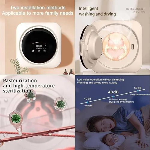 Miniatura 5 de Lavadora de ropa interior totalmente automática, lavadora y secadora eléctrica compacta de 3.5 litros, 4 modos de lavado y secado, panel táctil