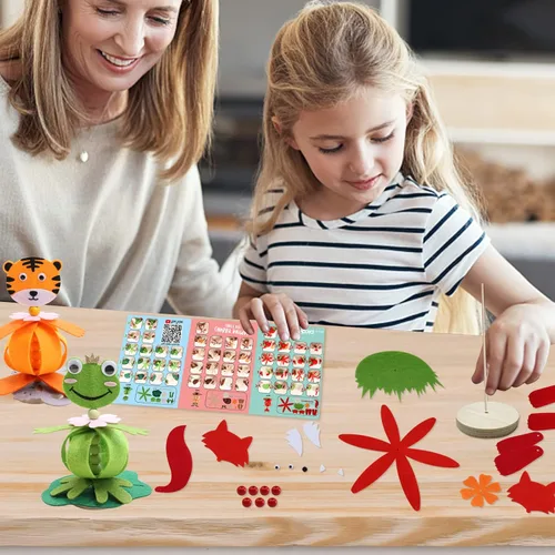 Miniatura 3 de Kits de manualidades Coola para niños de fieltro Animales pequeños para niños - Pack de 6 Arte y manualidades DIY Juguetes educativos tempranos