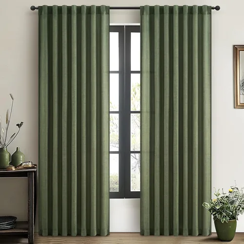 Miniatura 13 de Cortinas translúcidas de lino beige blanco de 84 pulgadas de largo, 2 paneles, cortinas modernas con filtrado de luz y privacidad, riel de techo