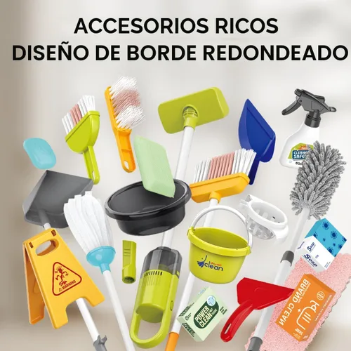 Miniatura 3 de Juego de limpieza para niños pequeños, juego de juguetes de limpieza para niños, nuevo juego de limpieza desmontable de 29 piezas para niños Rojo