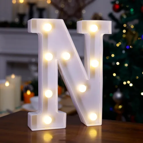 Miniatura 18 de Letrero LED de Marquesina con Letras Iluminadas, Letrero del Alfabeto Iluminado, Luces LED de Letras con Batería para Luz Nocturna, Boda