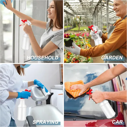 Miniatura 7 de Paquete de 10 botellas de spray de 16 oz, botellas de agua vacías para limpieza, recargables, con contenedor de rociado de alta resistencia